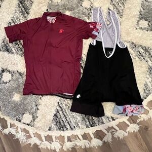 Women's Burgundy and Black Cycling Set